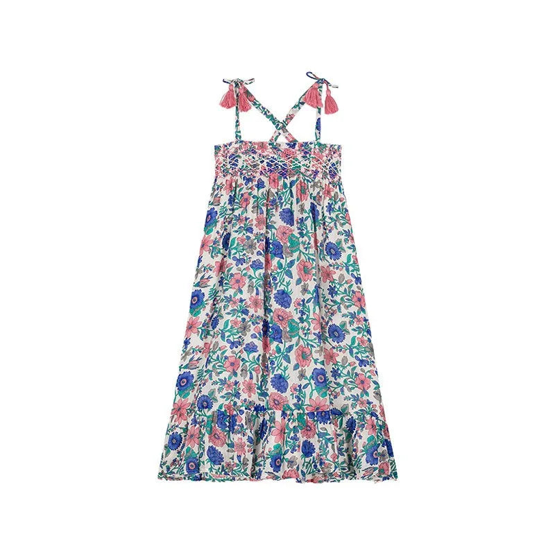 2024 ARWEN AJH  Sumer New  Collection Girls' Printed Floral Sleeveless Halter Dress