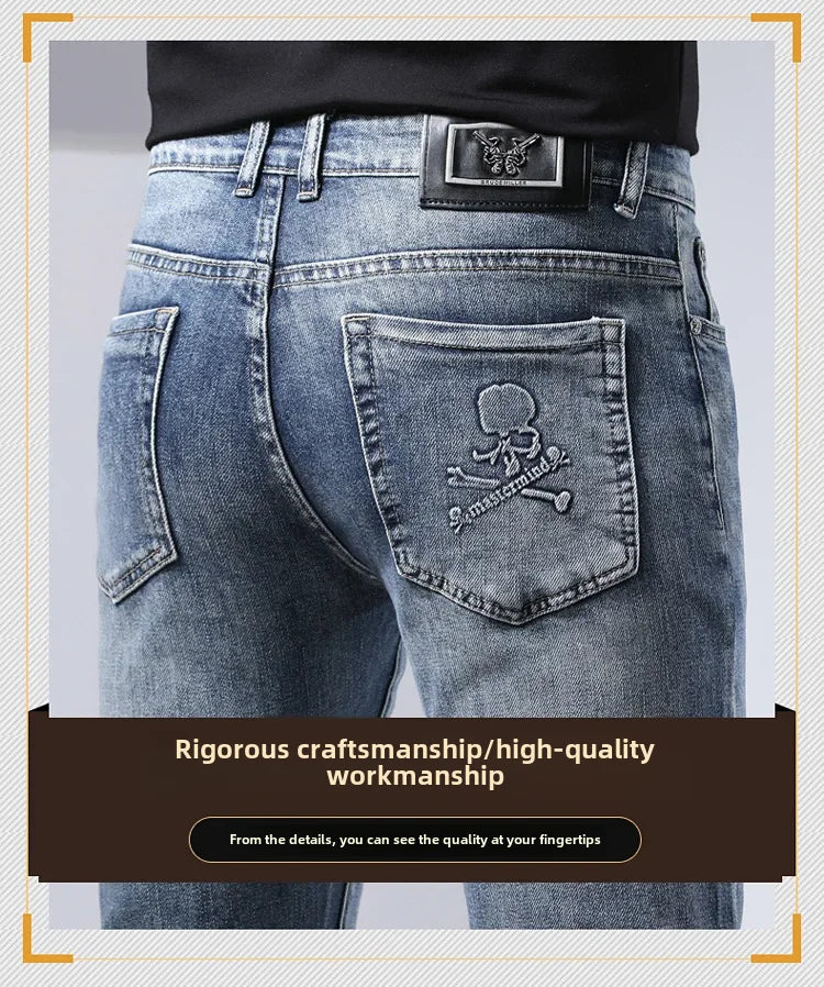 Trendy Summer New Euro Style Jeans Slim Fit Lean Mean Bootleg Pants American Thin Cut Ribcage Details Casual Streetwear