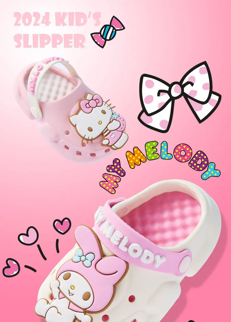 Sanrio Summer Kids Sandals Hole Children's Shoes Slippers Soft Anti-Skid Cartoon Hole Baby Shoes Sandy Beach For Boys Girls