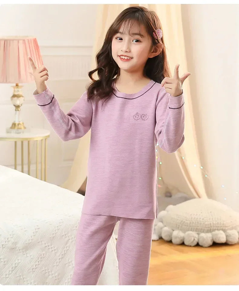 2 4 6 8 10 Yrs Boys Pajamas Baby Winter Thermal Underwear Set Sleepwear Children's Clothing Girls Pijamas Loungewear Kids Pijama