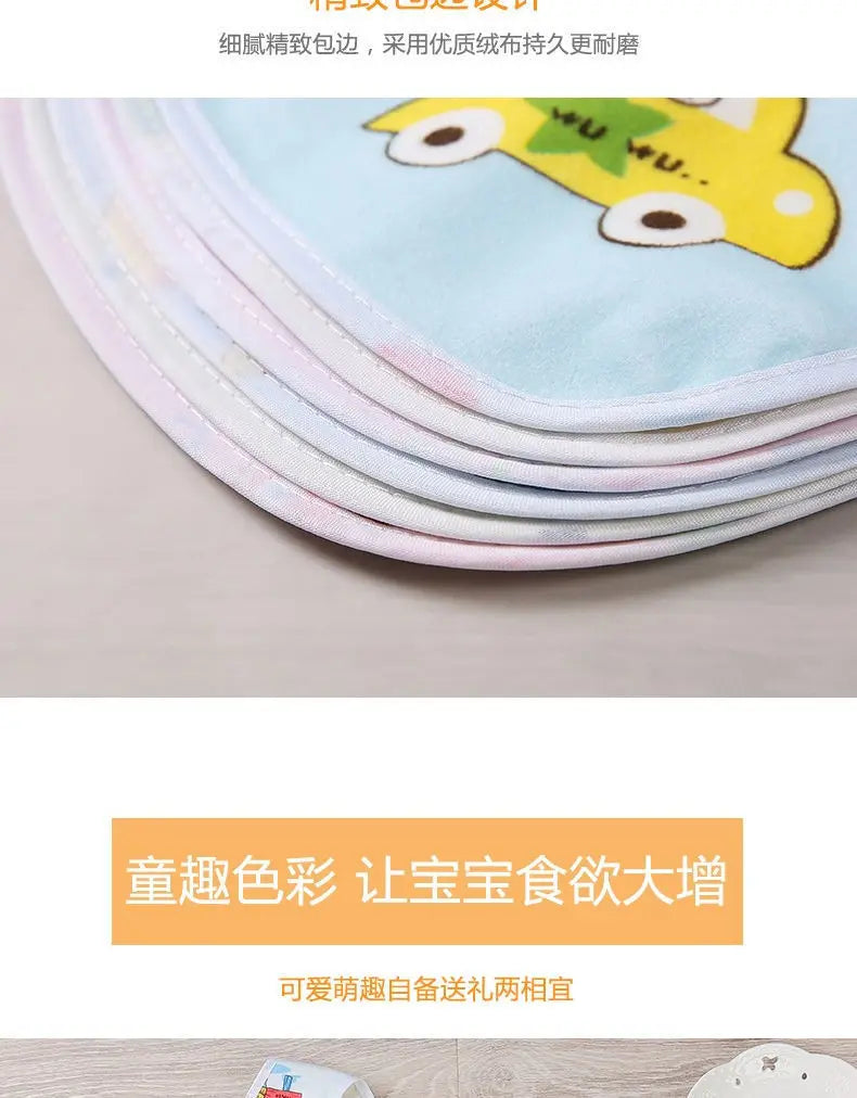 Baby Bibs Cotton Thickening Water Absorption Waterproof Bibs Baby Feeding Protection Burp Cloths Cartoon Pattern Fit Baby Stuff