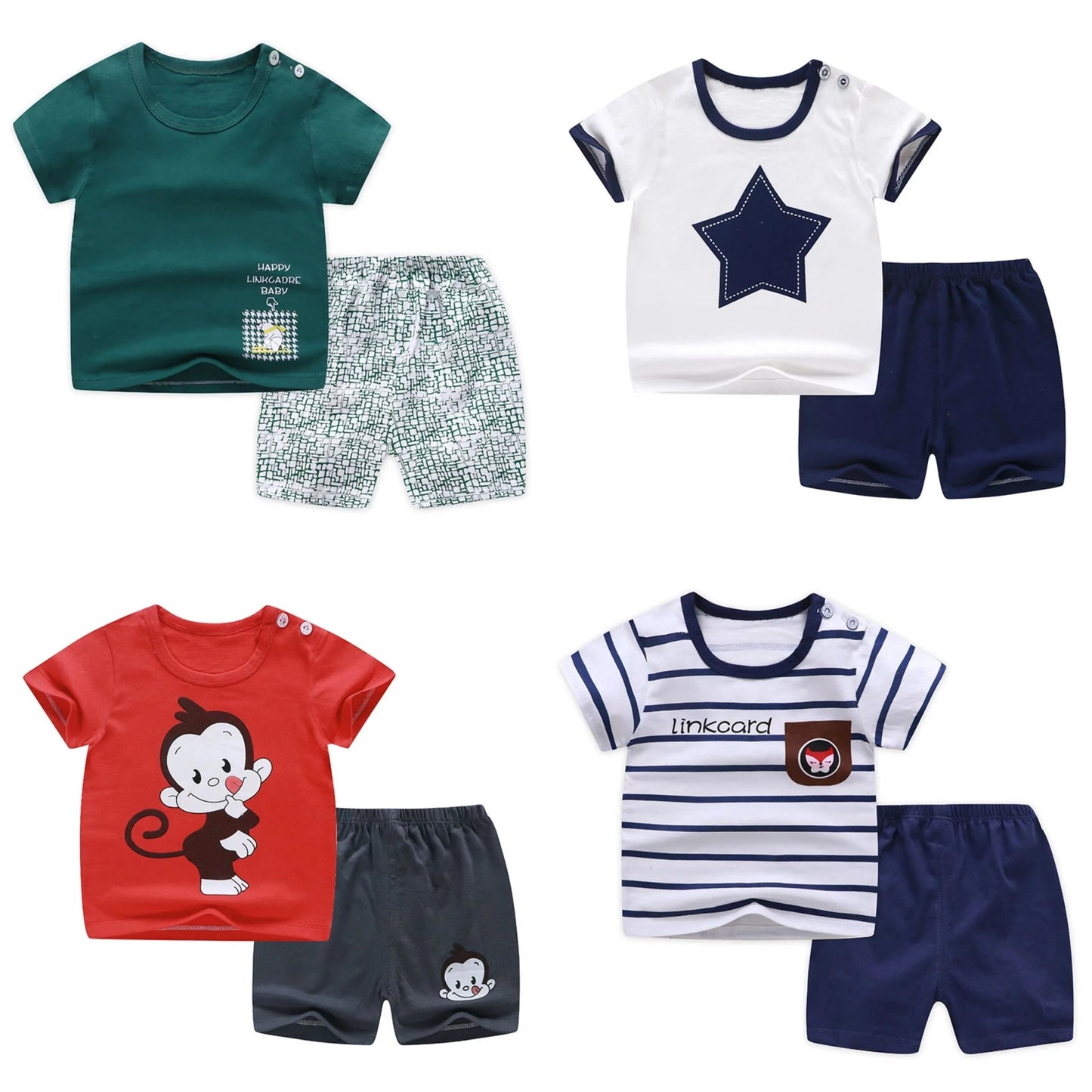 Casual Short Sleeve Tees +Shorts Children Cute Summer Clothing New Crewneck Tshirt 2 Piece/Set  Boys Baby Fashion Tracksuits