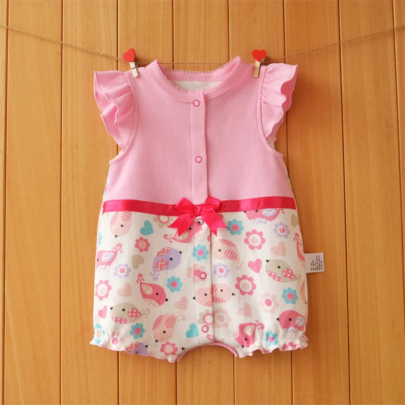 2024 newborn baby Summer clothes rompers for babies girls overalls short Sleeve cotton baby clothing pajamas Baby Girl onesies