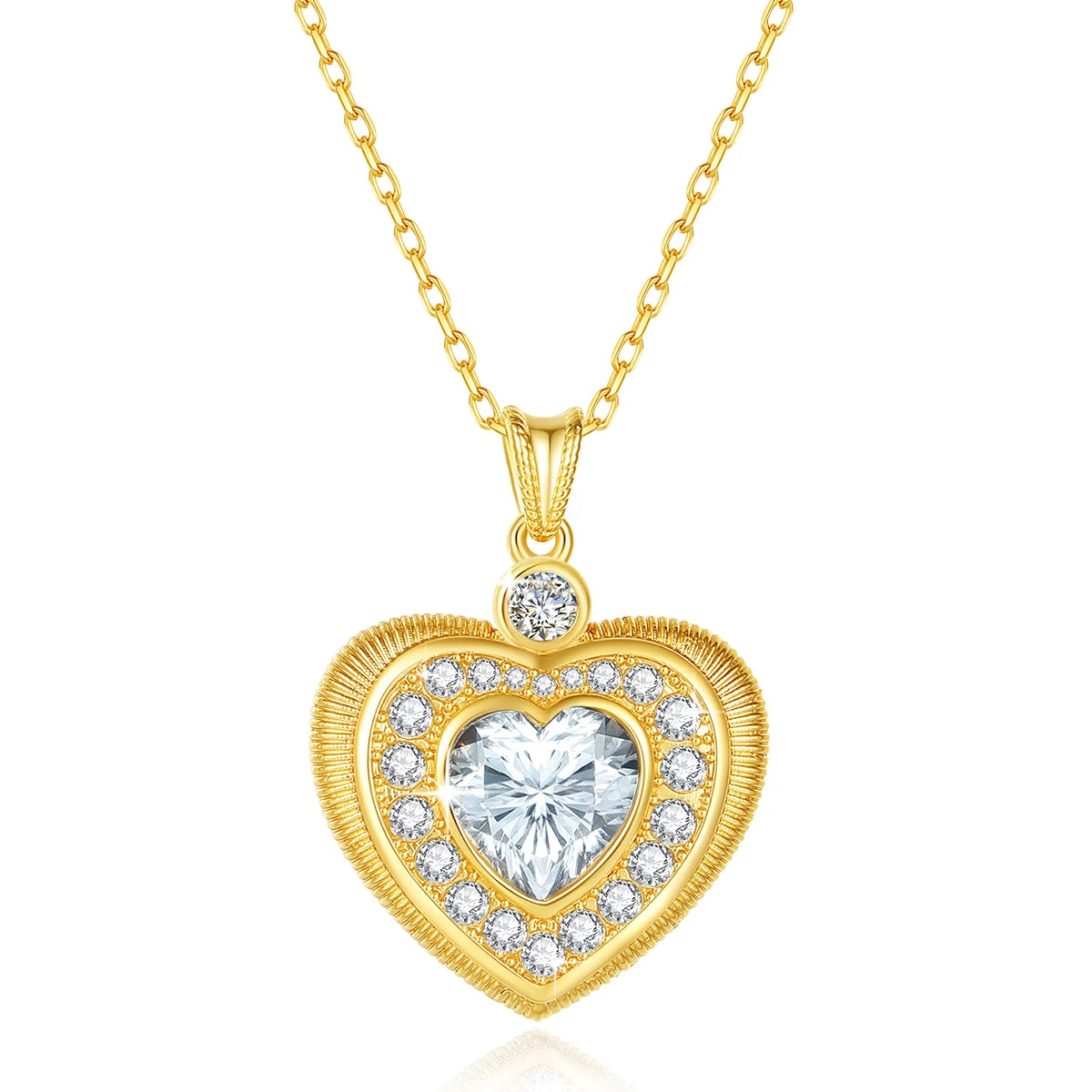 Szjinao 100% Real 18K Gold Heart Necklace 9mm 3ct Moissanite Pendant K Gold Luxury Wedding Jewelry With Certificate Wholesale