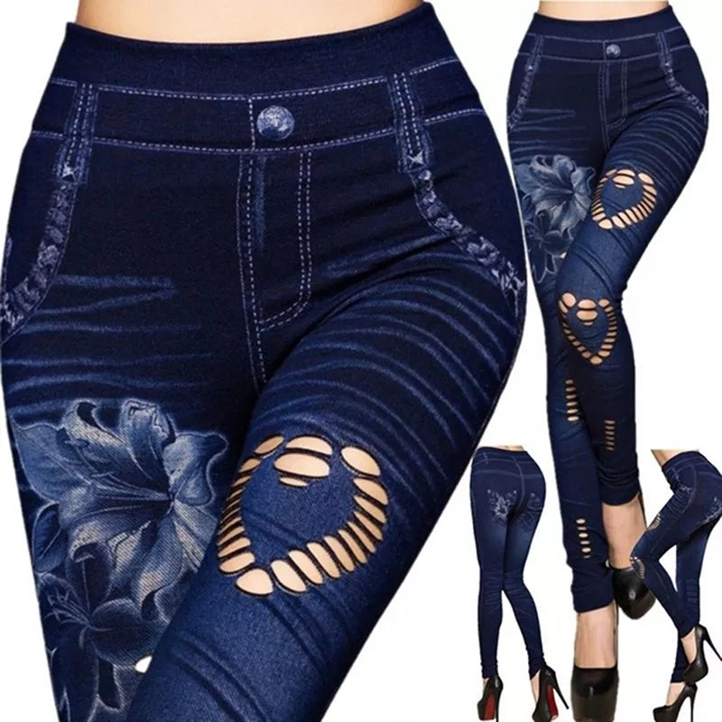 ARWEN & AJH GROUP مجموعة اروين 2024Hot Sexy Women Jean Skinny Pants high waist leggings female print ankle-length Slim Legging Fitness Plus Size