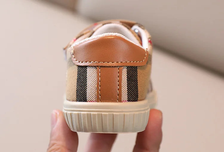 2024Spring and Autumn New Baby Shoes Boys Checked Cloth Girls Canvas Soft Bottom Toddler Shoes