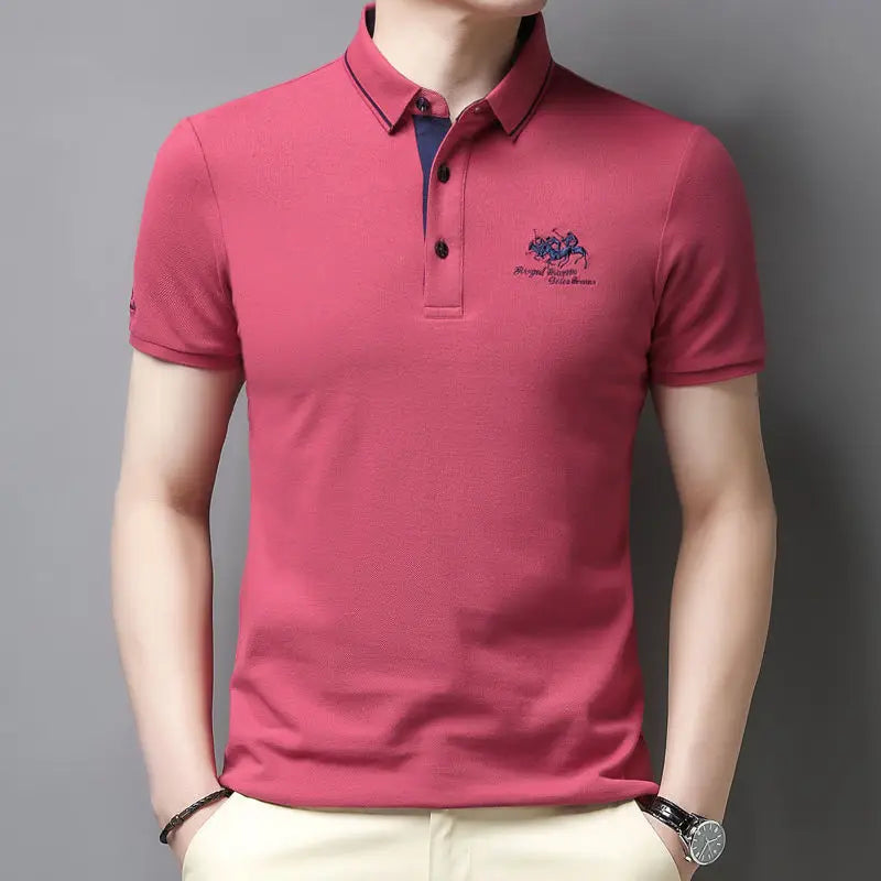 2024 Summer New Men's Embroidered Polo Collar 100% Cotton Short Sleeved Polo Shirt Fashion Solid Color Casual Top T-shirt M-4xl