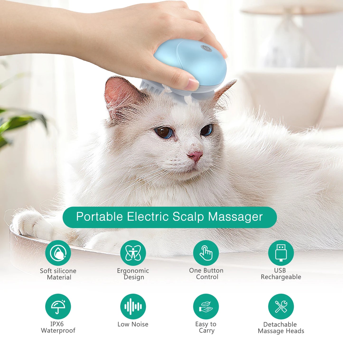 ORIA Electric Cat Massager Handheld Pet Massager Body Massager for Pets Relax and Hair Growth Stress Relax