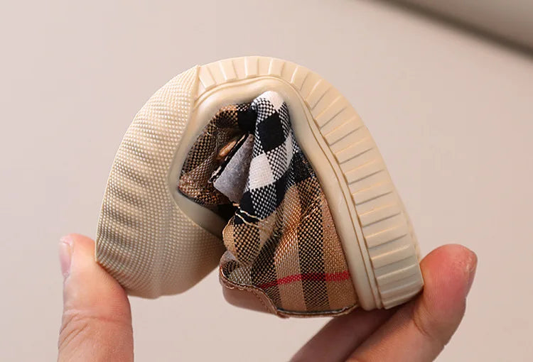 2024Spring and Autumn New Baby Shoes Boys Checked Cloth Girls Canvas Soft Bottom Toddler Shoes