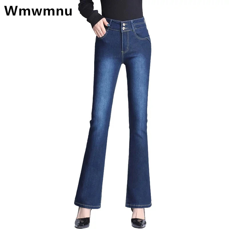 ARWEN & AJH GROUP مجموعه اروين Oversized Slim Flare Denim Pants Women Streetwear High Waist Pantalones Skinny Jeans Casual ARWEN & AJH GROUP مجموعه اروين Stretch Cowboy Trousers