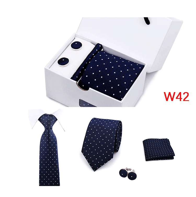 Mens Tie Set In A Box Paisley Ties For Men Gifts Luxury Necktie Pocket Square Cufflinks Wedding Business Formal Suit Tie