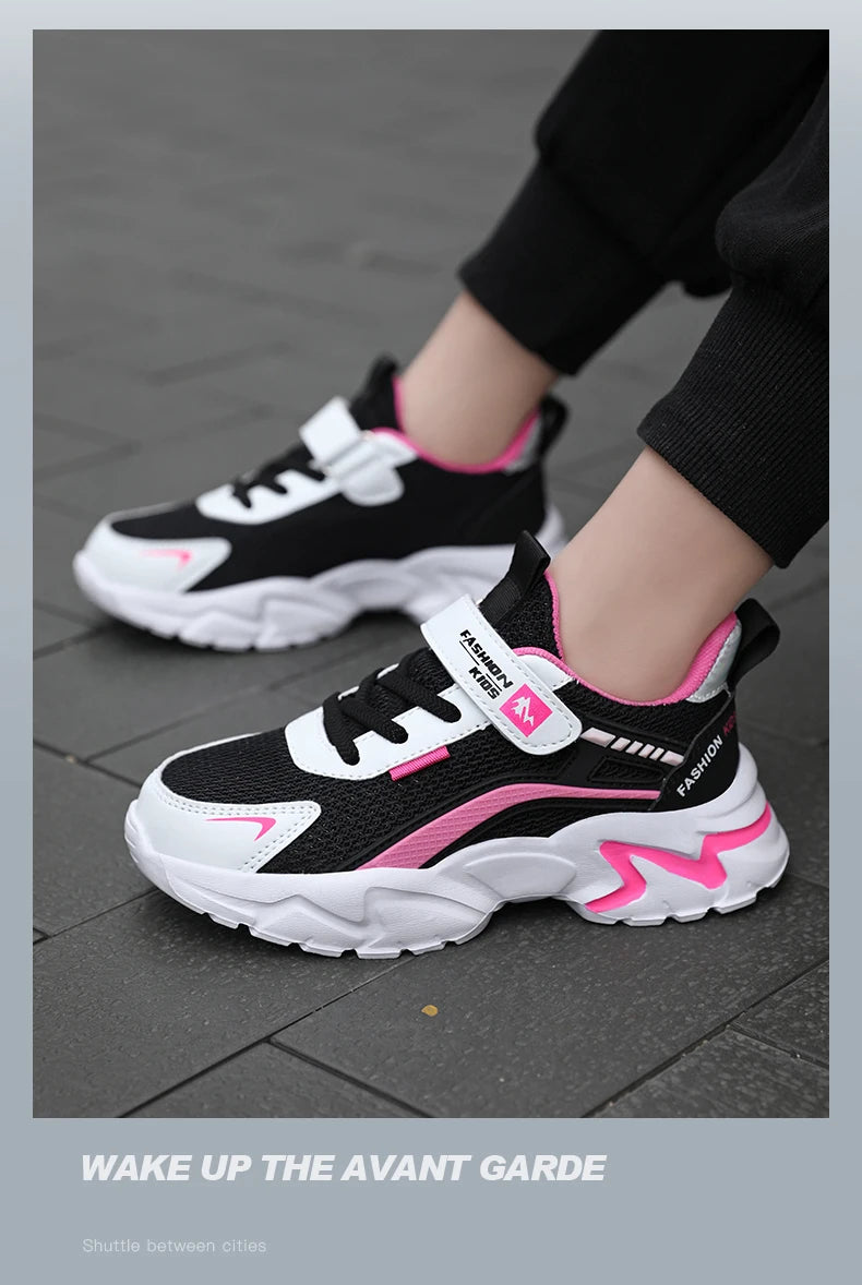 Kids Casual Pink Girls Shoe Outdoor Comfortable Running Shoes Sneakers Breathable Student's Children Boys Sport Walking Footwear