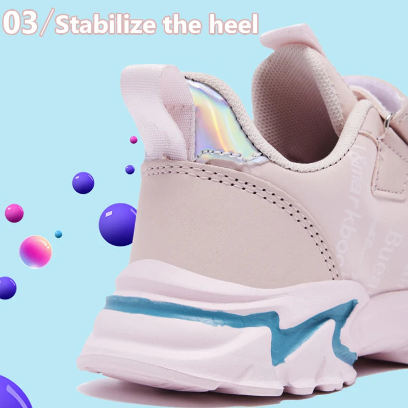 Kids Casual Pink Girls Leather Shoes Fashion For 7-15y Lightweight Running Young Student's Children Sports Girl's Shoe NBGAGA