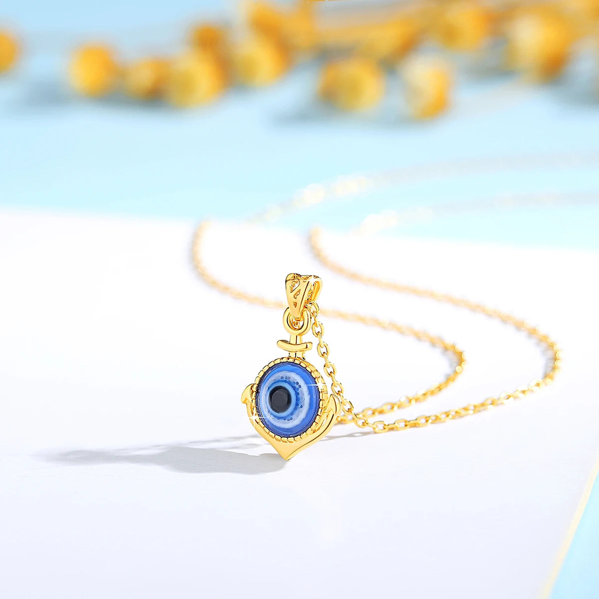 100% Original Evil Eye Necklace Gold 18K With Certificate Trending Jewelry For Female Luxury Turkish  Pendant Birthday Gift New