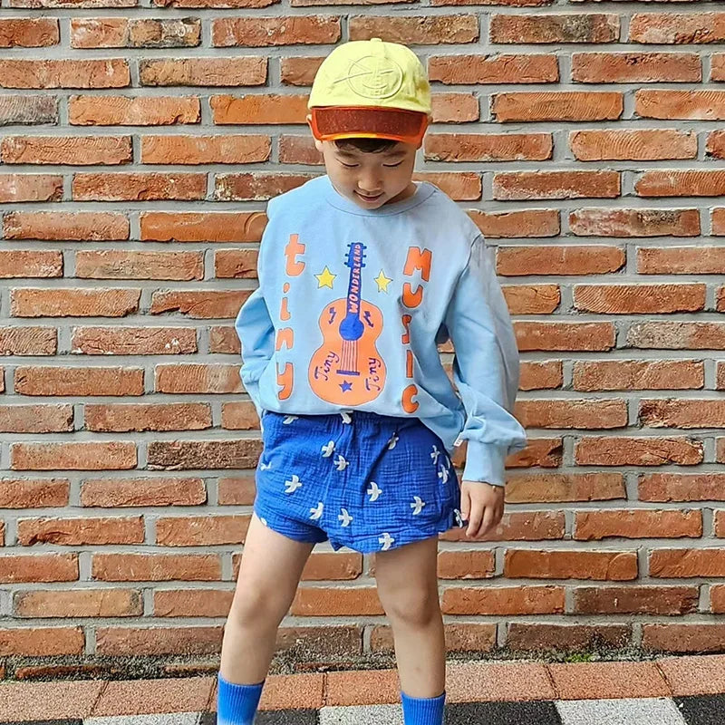 Autumn Fashion Boys Sweatshirt 2024 New Cartoon Violin Children's Hoodie Pants Set Baby Girl Pullover Top Children's Clothing