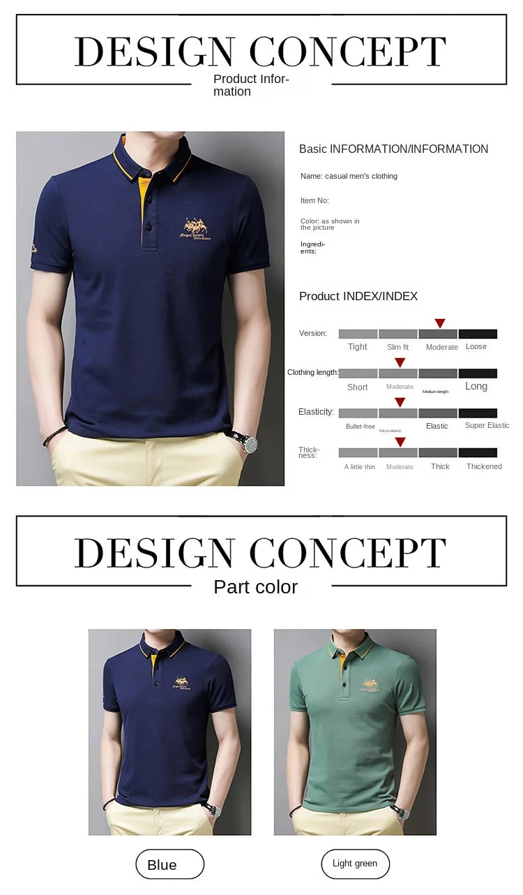 Embroidered Men's Pure Cotton Popsicle Cotton Hot Selling Polo Shirt Summer New Business Casual Breathable Polo Shirt For Men