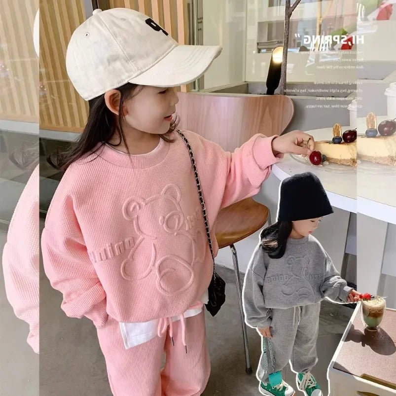 Autumn Girls' Clothes New Suit Children's Autumn Sports Two-piece New Suit Little Girl Baby Casual Sweater Suit Girl Outfit Set