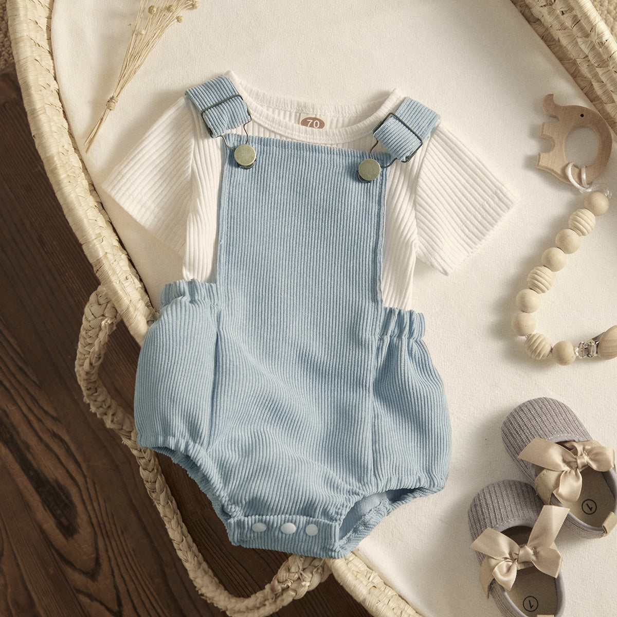 Ma&Baby  0-24M Newborn Infant Baby Boy Girl Clothes Sets Toddler Knit Romper Button Corduroy Overall Shorts Outfit Summer