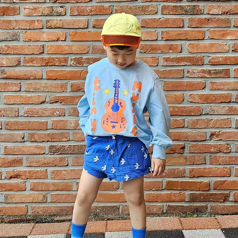 Autumn Fashion Boys Sweatshirt 2024 New Cartoon Violin Children's Hoodie Pants Set Baby Girl Pullover Top Children's Clothing