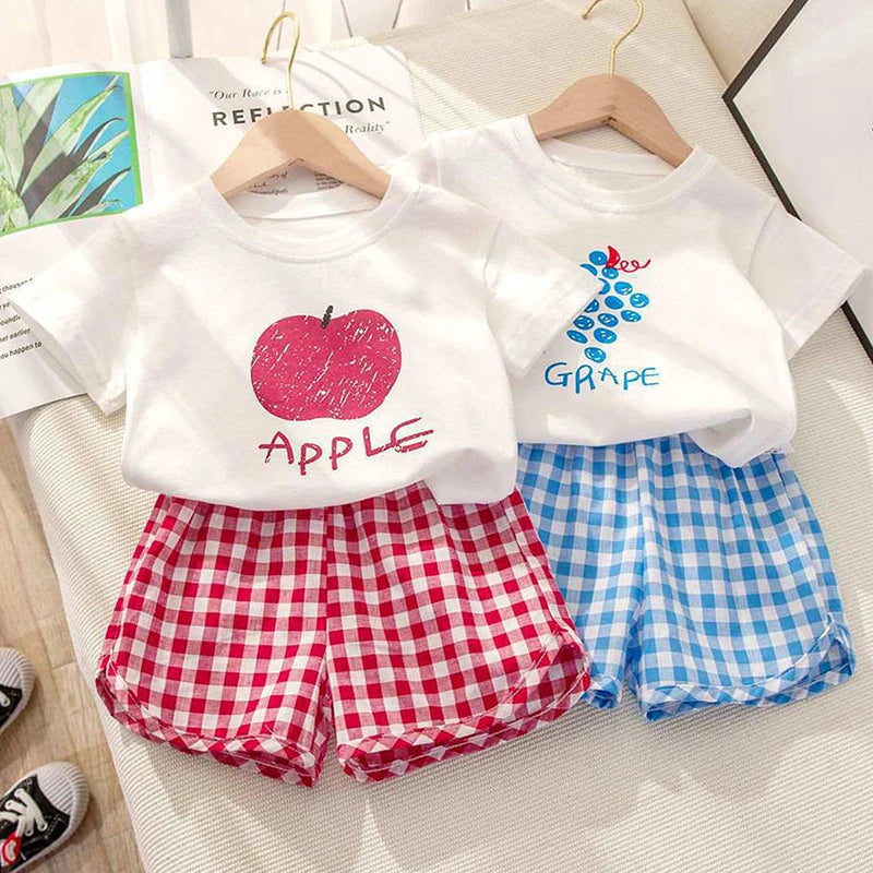 Summer Baby Girl Clothes Set Toddler Loungewear Cotton Cartoon Fruit T-shirt Pant 2Pcs Suit Kid Homewear Child Pajamas A1203