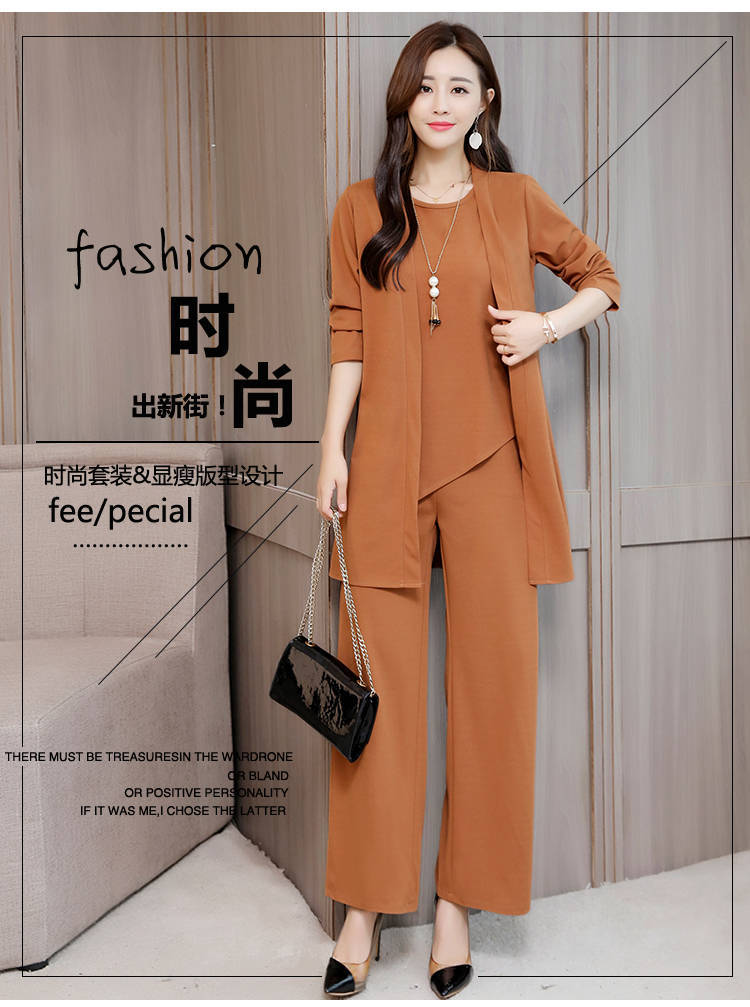 Women's Fashionable Stylish Wide Lady Slimming Fashion plus Size Women Three-Piece Suit