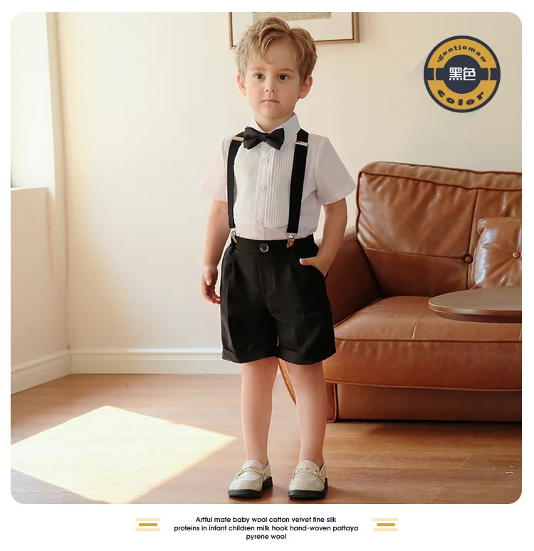 Boys Suit For Wedding Baby Kids Formal Ceremony Tuxedo Dress Children Birthday Photograph Set Evening Party Performance Costume