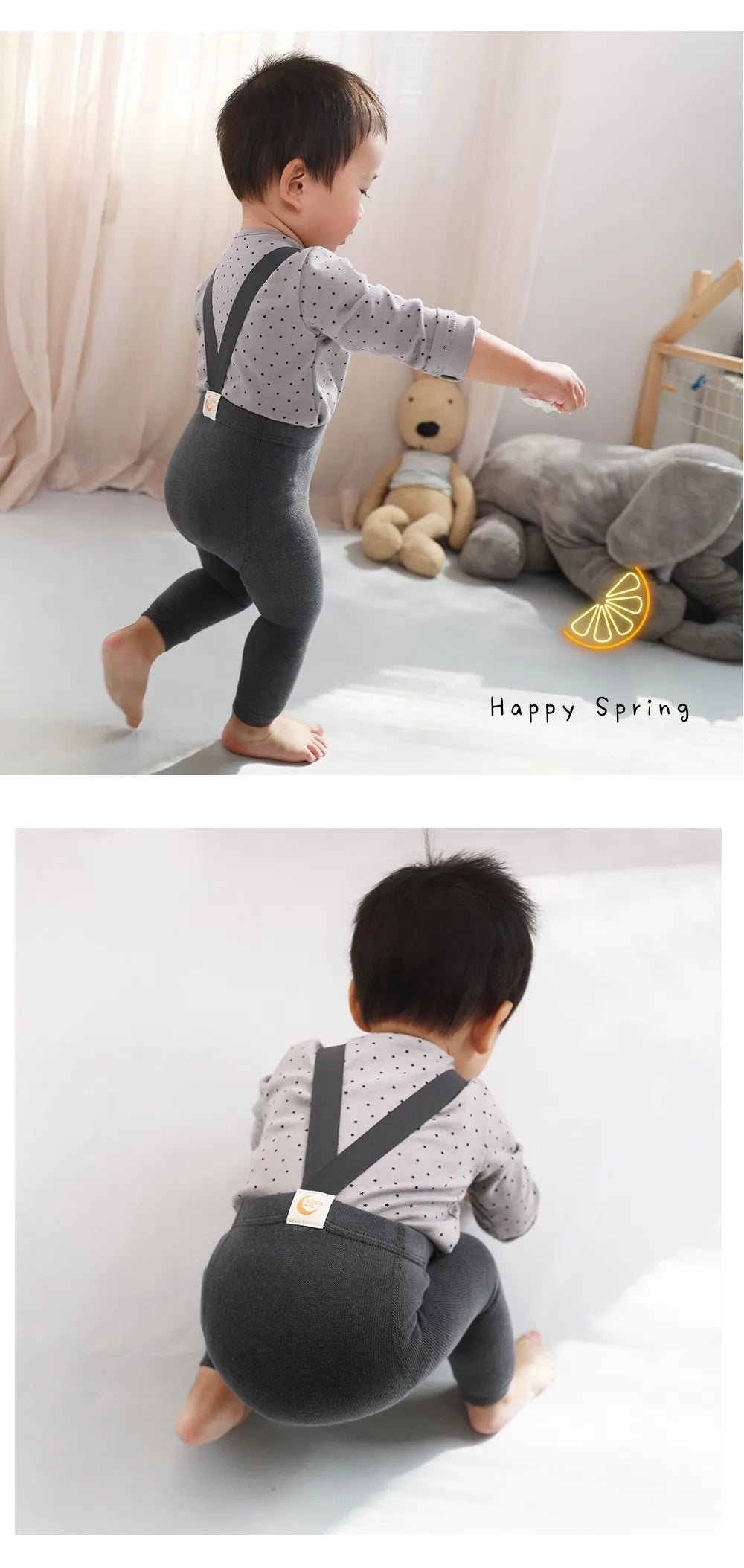 2024 Spring Fashion Boy Baby Solid High Waist Overalls Girl Children Cotton Leggings Infant Casual Suspenders Pants Kid Trousers