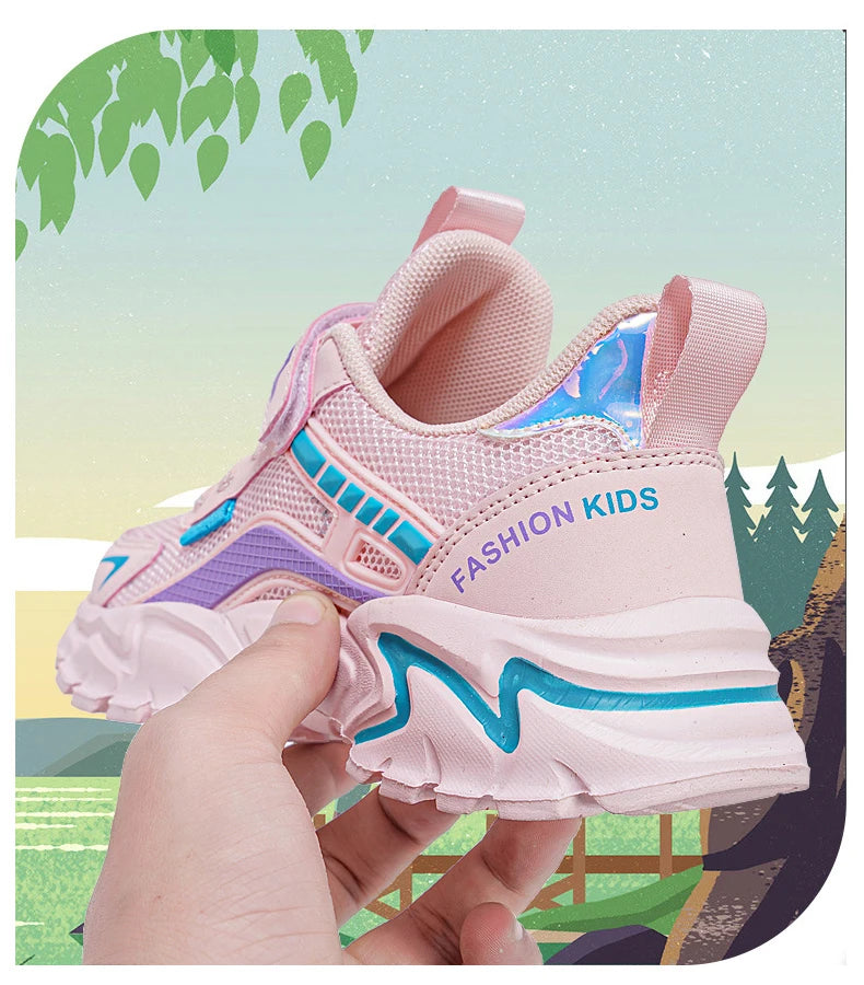 Kids Casual Pink Girls Shoe Outdoor Comfortable Running Shoes Sneakers Breathable Student's Children Boys Sport Walking Footwear