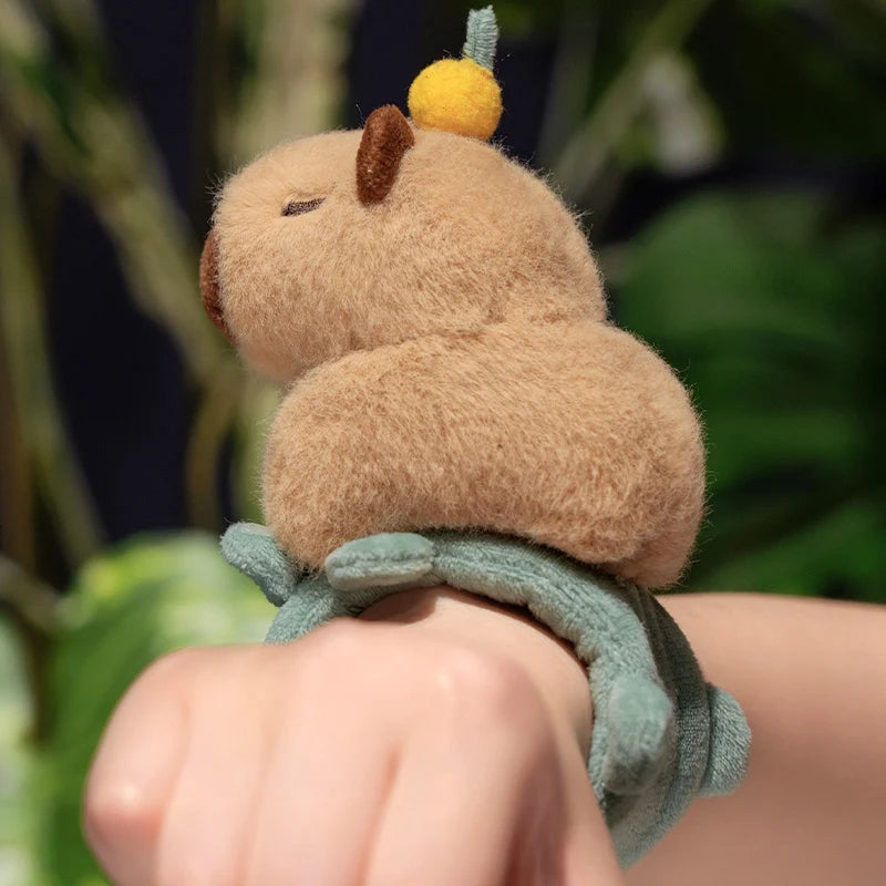 Lovely Animal Slap Snap Wrap Wristband Bracelet Capybara Dog Cat Plush Hand Ring Wristband Kids Toys Creative Funny Gift