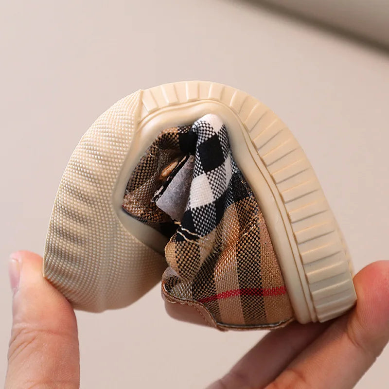 2024Spring and Autumn New Baby Shoes Boys Checked Cloth Girls Canvas Soft Bottom Toddler Shoes