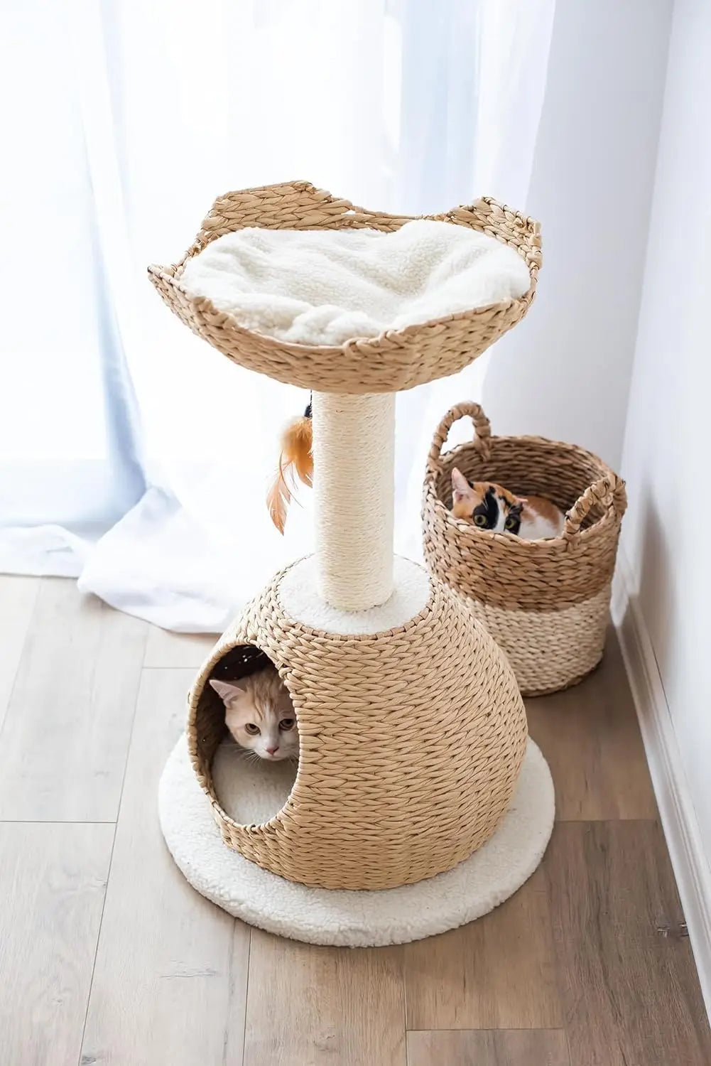 Rope Natural Bowl Shaped with Perch Cat Tree (Lookout Cat Tower)