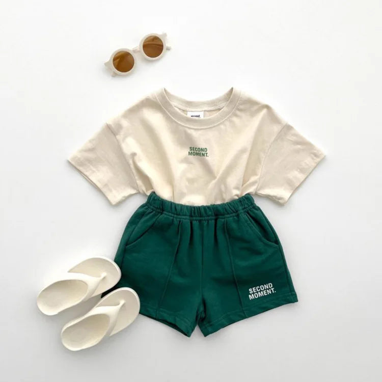 مجموعة اروين التجارية ARWEN&AJH GROUP  2024 European  2024 Summer New Baby Short Sleeve Clothes Set Infant Boy Letter Print T Shirts + Shorts 2pcs Suit Children Tee Set Baby Outfits