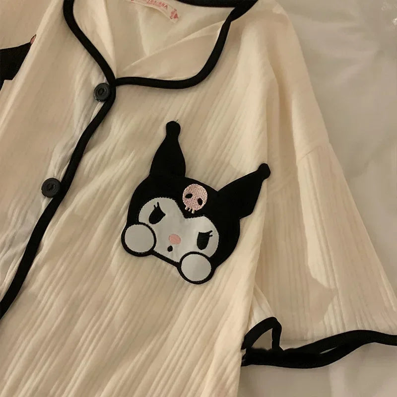 Sanrio Kawaii Anime Kuromi Summertime Pajama Set Cute Sweet Cartoon Pochacco Short Sleeve Loungewear Lovely Gifts for Girls