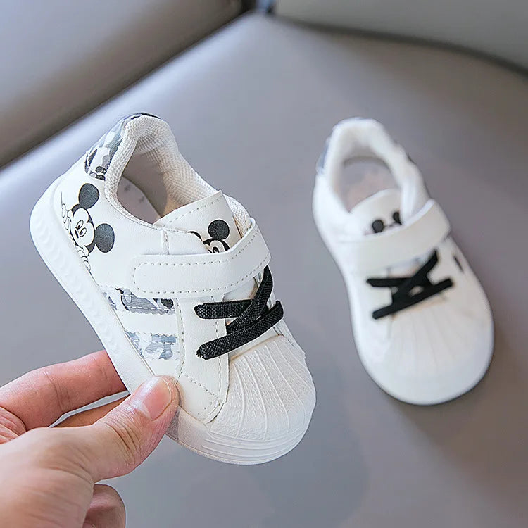 Disney White Casual Shoes For Baby Boy Girl Brand Children Sneaker Mickey Mouse Kids Sports Shoes Toddler Walking Shoes Size 25