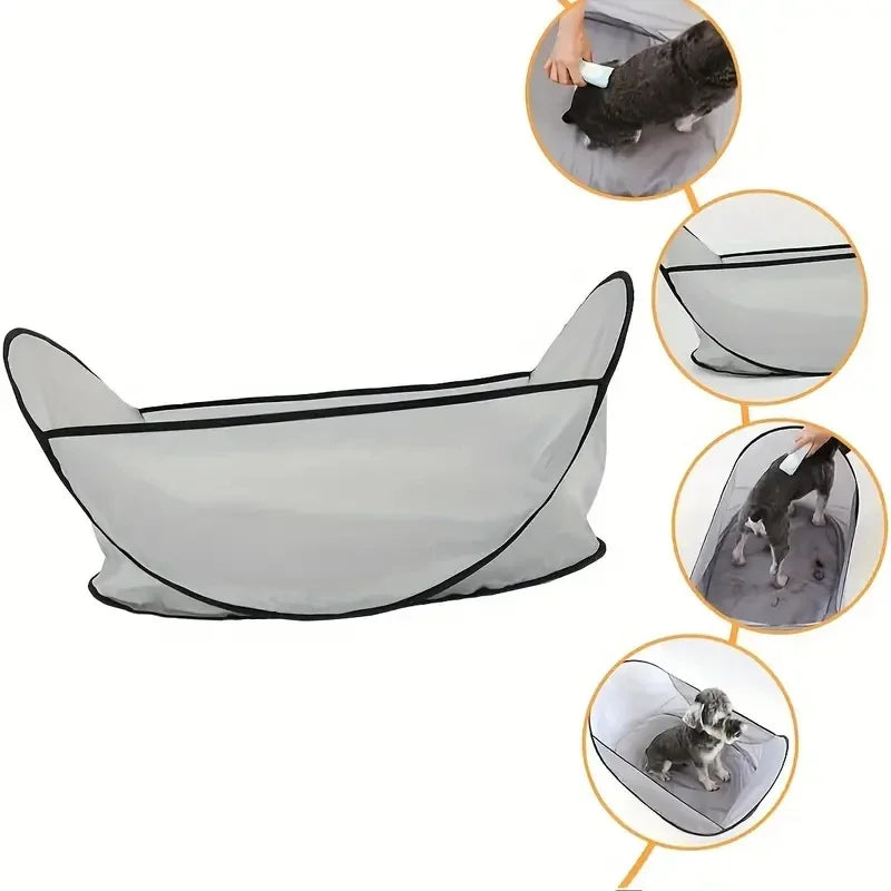 Easy Dog and Cat Hair Catcher Tent - Waterproof Adjustable, Neat Barbering Cape for Easy Trimming and Shaving