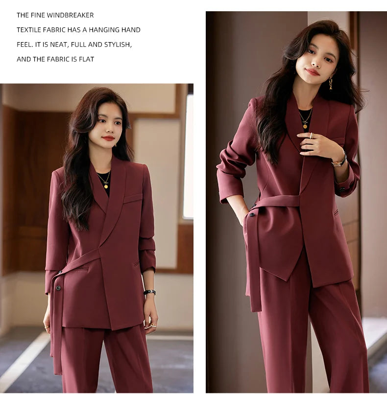 High Quality Fabric Formal Women Business Suits with Pants and Jackets Coat Professional Female Pantsuits Blazers Trousers Set