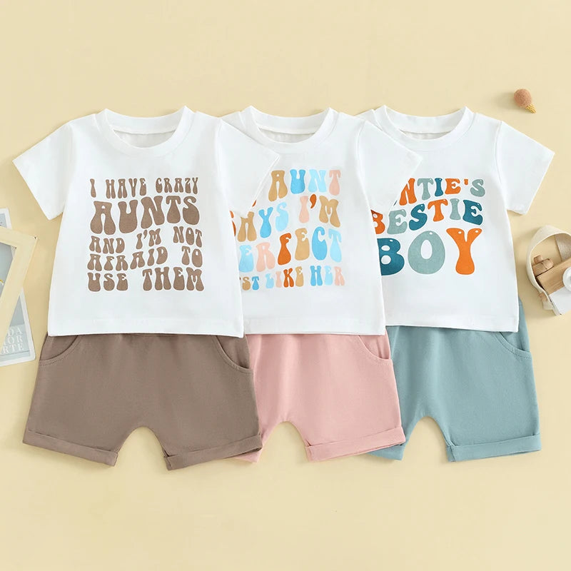 0-3 Years Baby Boy Summer Clothes Toddler Children's Tracksuit Cute Letter Infant Short Sleeve T-shirt+Shorts Set Kids Suits