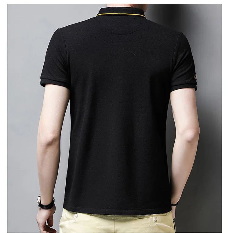 2024 Summer New Men's Embroidered Polo Collar 100% Cotton Short Sleeved Polo Shirt Fashion Solid Color Casual Top T-shirt M-4xl