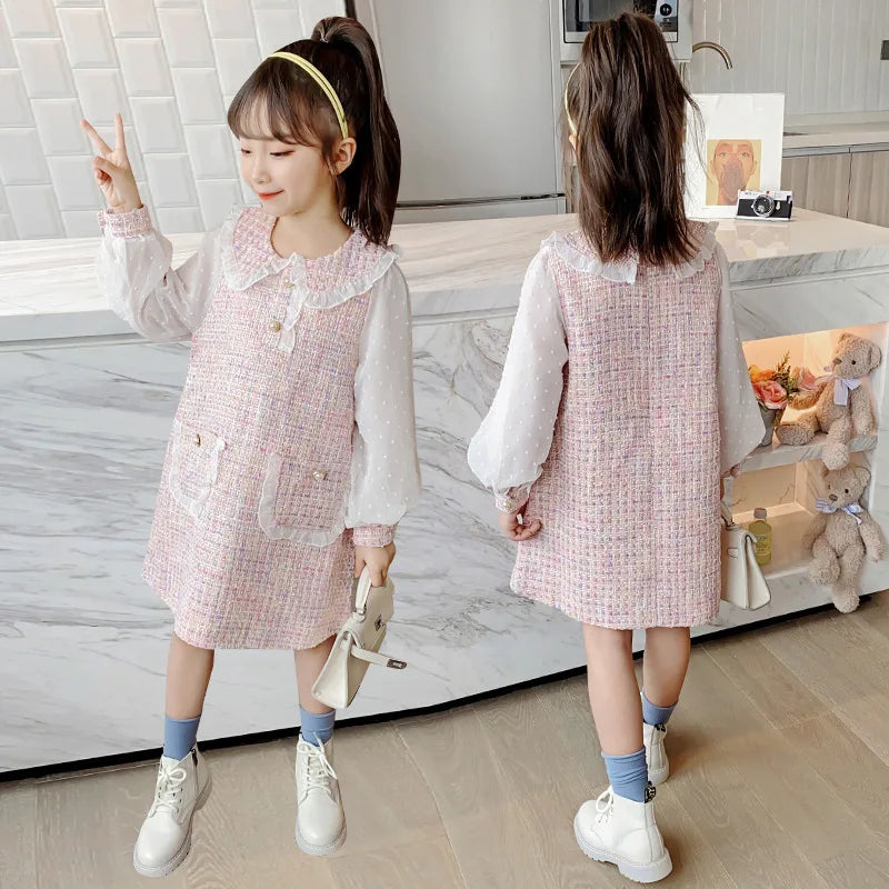 Childrens Clothing Girls Spring and Autumn Dress 2023 New Girls Princess Dress Middle Big Childrens Princess Dress