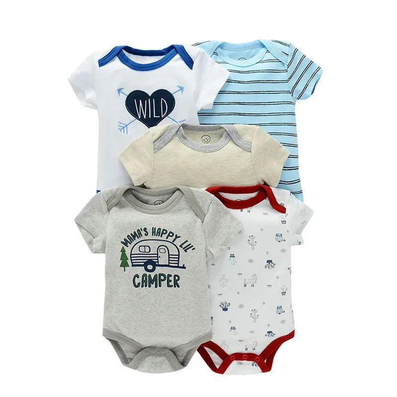 Ircomll 5PCS/lot Baby Boy Girl Clothes Newborn Infant Short Sleeve Cotton Bodysuits for Babies Baby Girl Set Baby Costume