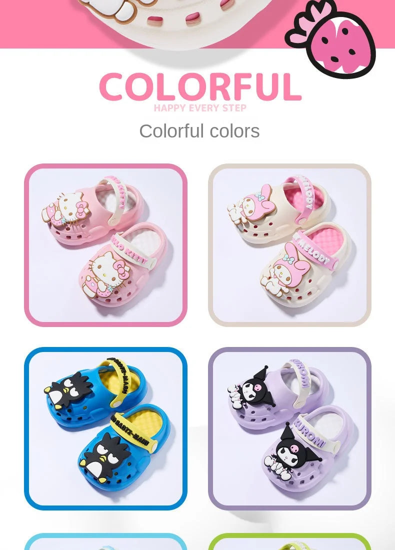 Sanrio Summer Kids Sandals Hole Children's Shoes Slippers Soft Anti-Skid Cartoon Hole Baby Shoes Sandy Beach For Boys Girls