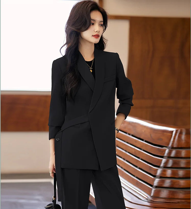 High Quality Fabric Formal Women Business Suits with Pants and Jackets Coat Professional Female Pantsuits Blazers Trousers Set