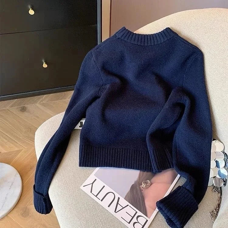 2024 Letters Embroidery Round Neck Pullover Sweater Women Autumn Winter Cashmere Knit Casual Design Knitwear Tops