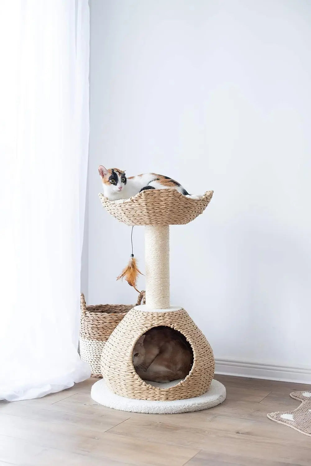 Rope Natural Bowl Shaped with Perch Cat Tree (Lookout Cat Tower)