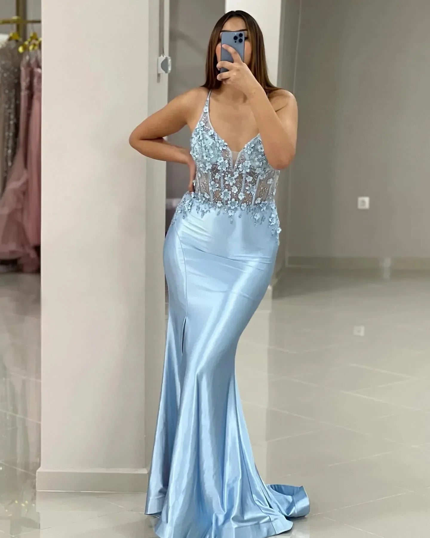 مجموعة أروين  2024 Mermaid Prom Dress Beaded Flowers Evening Formal Party Second Reception Birthday Engagement Gowns Dresses Robe De Soiree