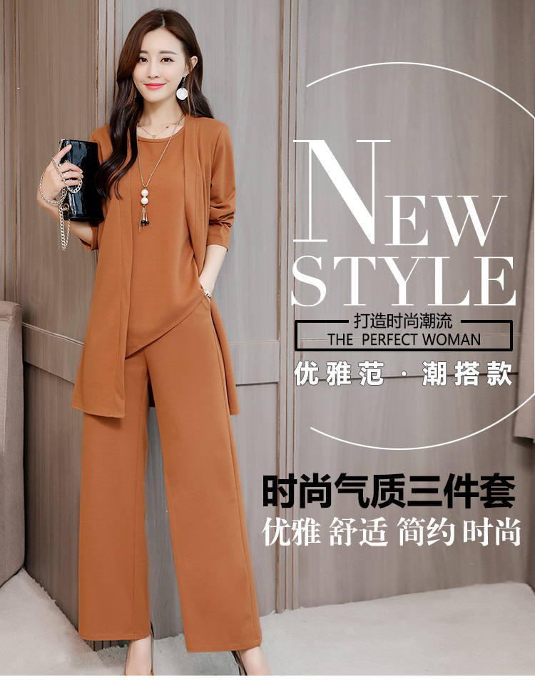 Women's Fashionable Stylish Wide Lady Slimming Fashion plus Size Women Three-Piece Suit