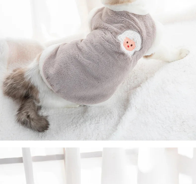 Soft Thicken Pet Clothes, Faux Rabbit Fur Pet Clothing, Warm Cat Accessories, Monochromatic Plush Dog Vest, Pet Supplies, Winter