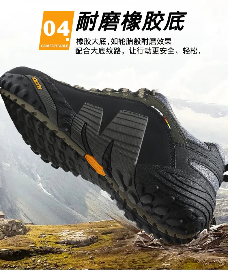 Outdoor Lover Trekking Shoes Men Waterproof Hiking Shoes Mountain Boots Genuine Leather Woodland Hunting Tactical Shoes