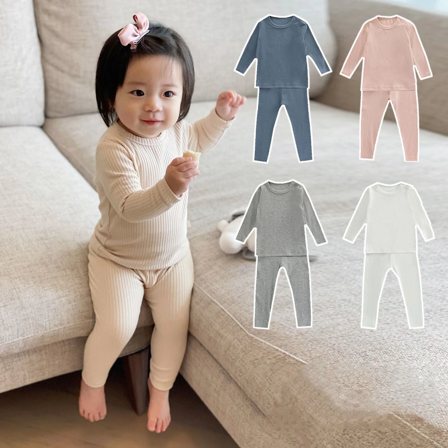 Newborn Baby Pajama Sets Knit Infant Baby Clothes Spring Autumn Toddler Baby Home Clothing Set Girls Boys Home Wear