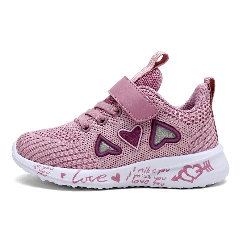 ARWEN AJH 2024Girls Casual Shoes Light Mesh Sneakers Kids Summer Children Autumn Tenis Cute Sport Cartoon Female Running Sock Footwear